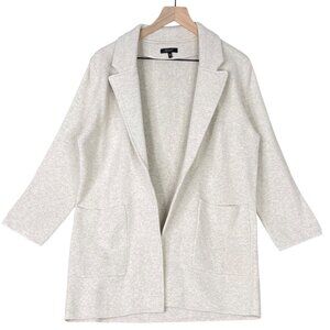 Quince Knit Sweater Blazer Medium Organic Cotton Coatigan Neutral Quiet Luxury